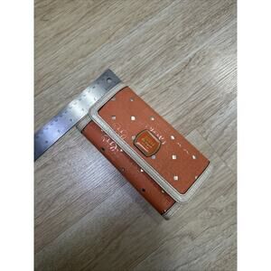 GUESS Los Angeles Women’s Leather Large Wallet Mirrored Hula GIRL Orange Y2K